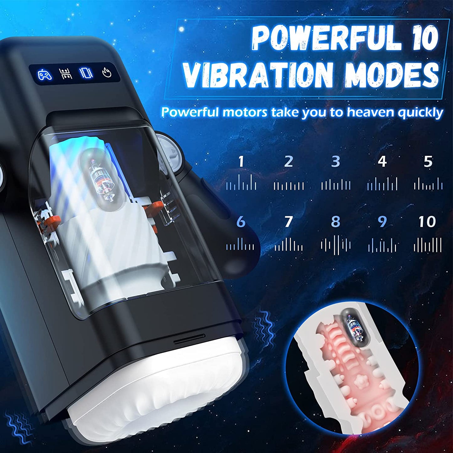 10 Mode Thrusting & Vibration Self-Heating Male Aircraft Cup