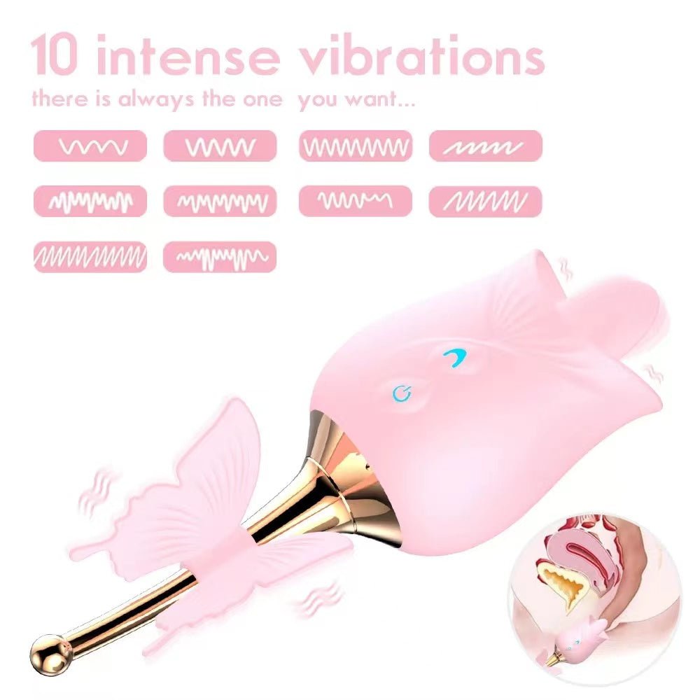 10 Mode Tongue Licking Rose Vibrator