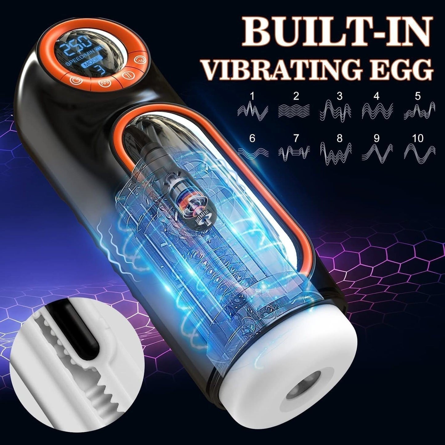 10 Mode Suction & Vibrating Male Masturbator + Sound Features!